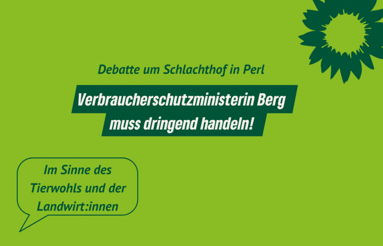 Saargrüne zu Schlachthof in Perl: Frau Berg muss im Sinne des Tierwohls und der Landwirt:innen dringend handeln