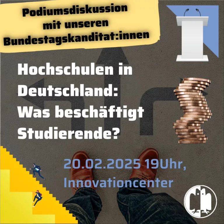 Podiumsdiskussion AStA (UdS) „Hochschulen in Deutschland: Was beschäftigt Studierende?“